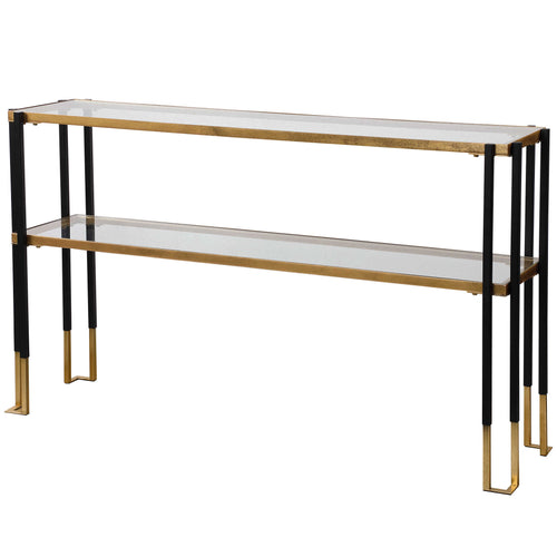 Black & Gold Shelf Console Table