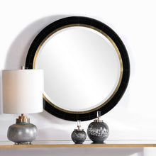 Load image into Gallery viewer, Round Black and Gold Mirror