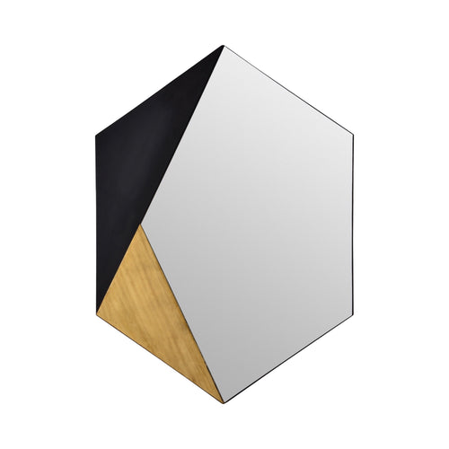 Hexagon Black and Gold Mirror